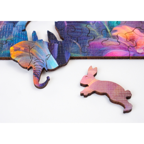 Puzzle Drewniane 25 x 25 cm SŁOŃ 145 Elementów Układanka Drewniana